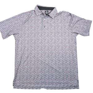 FootJoy Men's Patterned Polo Shirt - Black and White‎